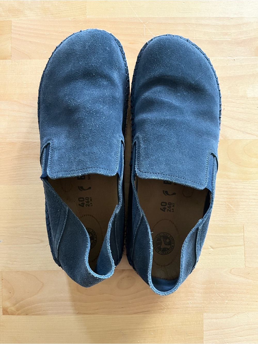 Birkenstock Suede Slip-On Flats - Dark Blue/Teal